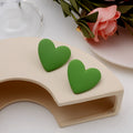 Matte Oversized Heart Stud Earrings Pink Green Pair view 7