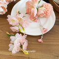 Pink Fabric Flower Blossom Duckbill Hair Clip Styles view 4