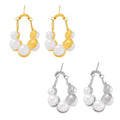 Pearl Cluster Chain Drop Earrings Gold Or Steel Studs view 5