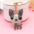 Rhinestone French Bulldog Puppy Metal Keychain Gold view 6