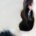 Layered Crystal Hoop Clip On Earrings In Gold And Silver view 4