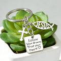 Silver-Tone Metal Cross, Jesus Fish And Message Tag Keychain view 4