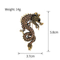 Black Gold Tone Dragon Crystal Five Designs Metal Brooch Pin view 2