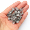 Filigree Flower Bead Caps in Two Sizes and Two Metal Tones view 4