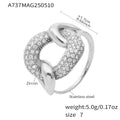 Interlocking Link Pave Zircon Open Ring Gold Or Steel view 6