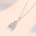Mini Eiffel Tower Clear Stone Pendant Necklace White Gold Tone view 3