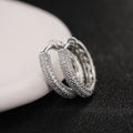Triple-Row Pave Hinged Hoop Earrings In Polished Silver Tone view 3