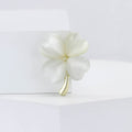 Cat Eye Four Leaf Clover Brooch Gold Stem Five Colors view 2