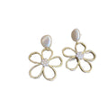 Gold Open Flower Drop Stud Earrings Fashion Jewelry view 5