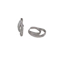 Silver Double Oval Crystal Huggie Earrings Statement Pair view 5