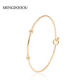 Gold Open Adjustable Bangle Bracelet Two Sliding Balls view 1