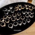 Gold Silver Zircon Open Adjustable Ring Five Piece Sets view 2