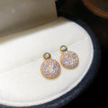 Crystal Pave Round And Oval Drop Stud Earrings Statement Jewelry view 6