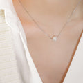 Single Freshwater Pearl Station Necklace Gold Steel Fine Chain view 4