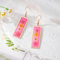 Rectangle Gold Tricolor Flower Drop Earrings 3 Colors view 2