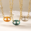 Gold Stainless Steel Chain Necklace Resin Mariner Link Pendant view 4