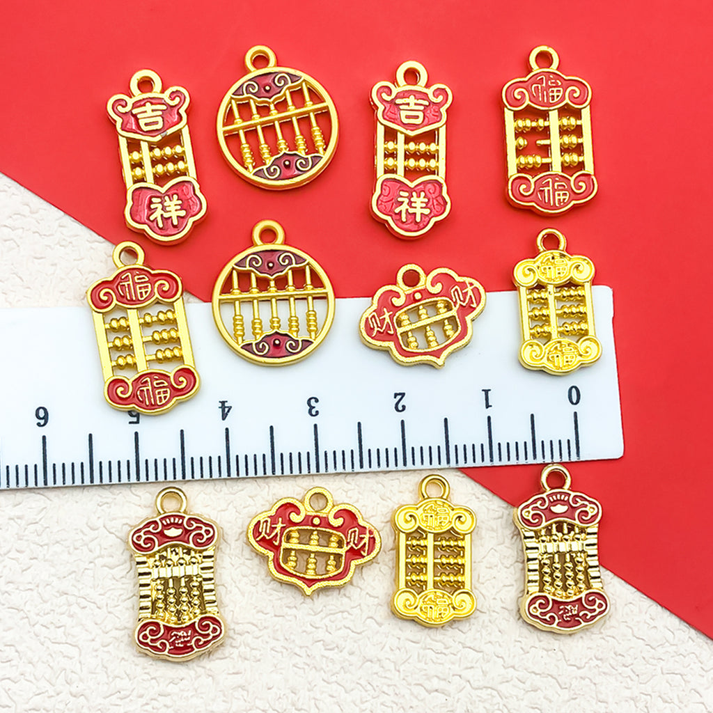 Gold Tone Zinc Alloy Abacus Blessing charm pendant for DIY bracelet necklace making