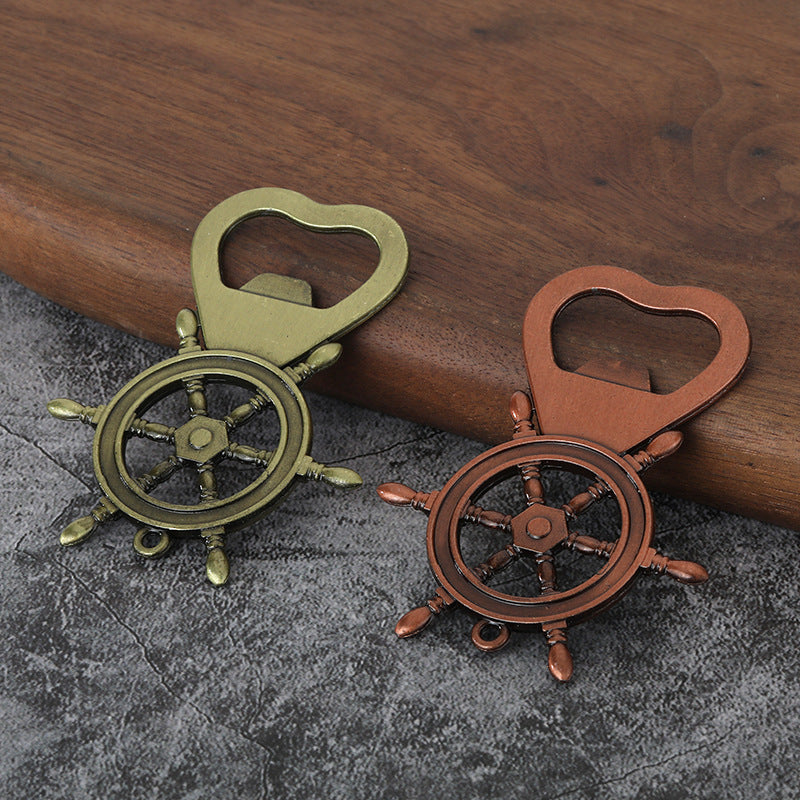 Ship Wheel Bottle Opener Zinc Alloy Keychain Bag Charm