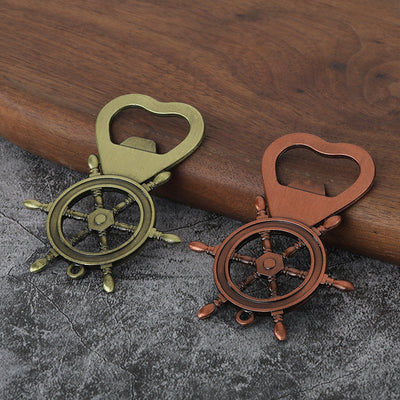Antique brass and copper ship wheel bottle openers