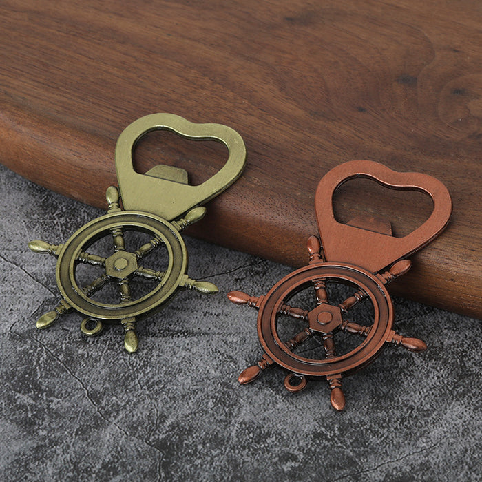 Ship Wheel Bottle Opener Zinc Alloy Keychain Bag Charm