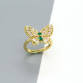 Gold Tone Multicolor Crystal Butterfly Adjustable Open Rings view 5