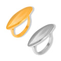 Polished Marquise Oval Statement Ring Gold Steel Size 8 view 5