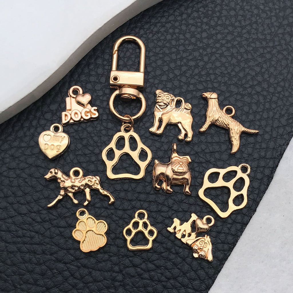 Zinc Alloy Pet Dog Paw Dog Bowl Heart Letter Charm Pendant for Earrings and Necklaces