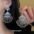 Silver-Tone Crystal Fan Drop Earrings For Women Jewelry view 2