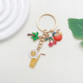 Fruit Drink Cup and Lemon Slice Charm Keychain with Metal Hardware view 2