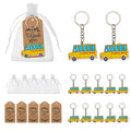 Yellow School Bus Wood Print Keychain Blue Windows view 1