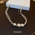 Silver Multi-Strand Brushed Ball Bead Necklace Single Style view 2