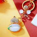 Cat Eye Gourd Keychains With Bead Cluster and Gold Tone Ring view 6