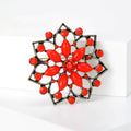 Openwork Radiating Flower Brooch in Red or Turquoise view 5