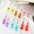 Resin Wine Bottle Drop Earrings Silver Hooks Six Colors view 1