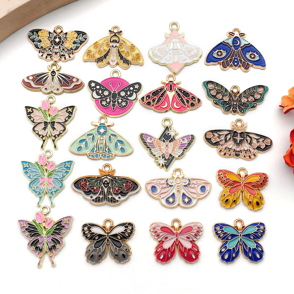 Colorful Enamel Zinc Alloy Flower Animal Butterfly Charm Pendant for Bracelet DIY