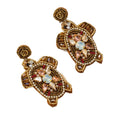Beaded Rhinestone Sea Turtle Drop Earrings Four Colors view 5