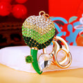 Gradient Crystal Tulip Keychains With Green Stem and Gem Leaf view 6