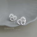 Silver Tone Clear Stone Heart Wreath And Bow Stud Earrings view 4