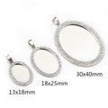 Crystal Rim Oval Cabochon Pendant Trays in Two Finishes view 2