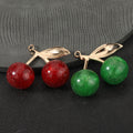 Glitter Resin Cherry Charm Pendant Gold-Tone Leaf Two Colors view 1