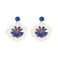 Seven Color Woven Flower and Gold Wire Statement Earrings view 5