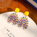 Yellow Stud Multicolor Mosaic Acrylic Drop Earrings view 3