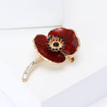 Enamel Poppy Flower Brooch in Red or Purple With Crystal Stem view 3