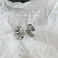 Silver Irregular Twisted Abstract Wave Stud Earrings Pair view 4