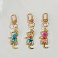 Gold Tone Pressed Flower Cat Resin Clip Keychains in Eight Designs view 3