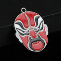 Peking Opera Mask Enamel Charm Pendant Red Blue Yellow Silver Tone view 6