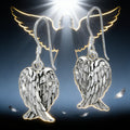 Textured Angel Wing Drop Earrings in Antique Silver Tone view 1