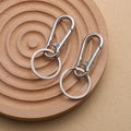 Silver Tone Metal Snap Hook Keychain With Round Split Ring view 2