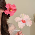 Fabric Flower Hair Stick Pins Hibiscus Sunflower Rose Styles view 3
