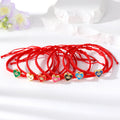 Red Woven Cord Large Heart Evil Eye Adjustable Bracelets view 5